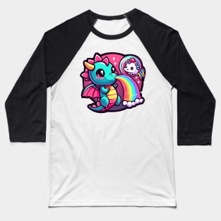 Rainbow Serenade: Baby Dragon's Magical Duo Baseball T-Shirt